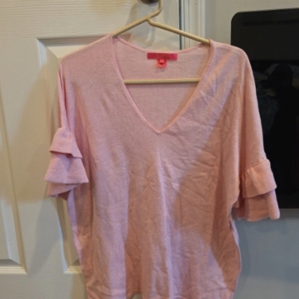 Lilly Pulitzer Light Pink V-Neck Blouse